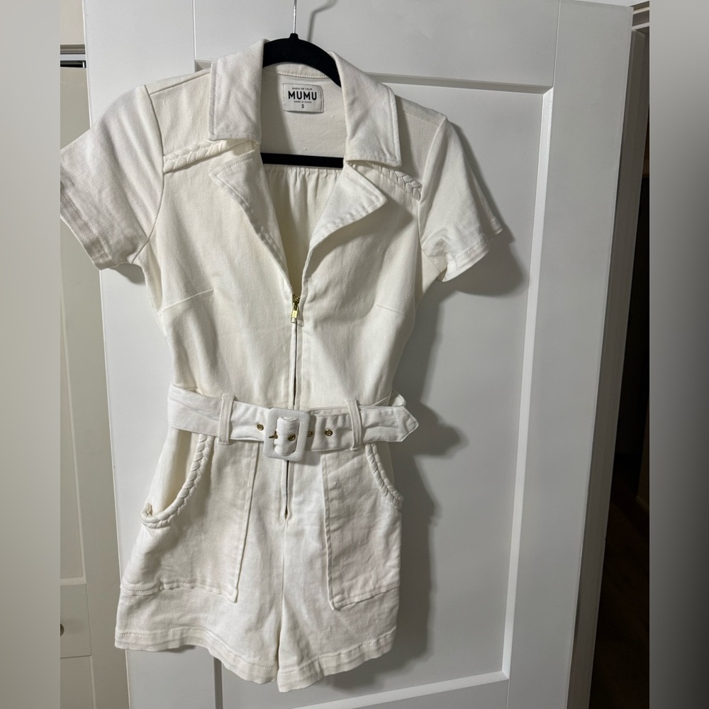 Show Me Your MuMu Cream Collared Jumpsuit
